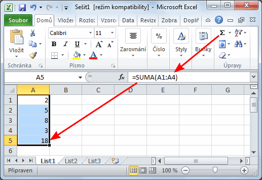 Excel - vzorec - suma